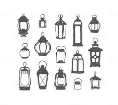 a set of different types of lanterns on a white background royalty photo and royalty illustration