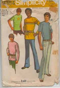 Peasant Blouses Pattern, 70s Mens Fashion, Star Applique, Button Fly Pants, Clothes Art, 70s Men, 1950s Mens, Zipper Shirt, Costume Sewing Patterns