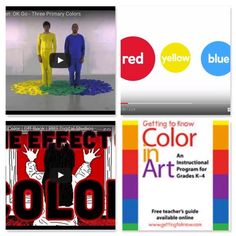 four different color images with the words red, yellow and blue