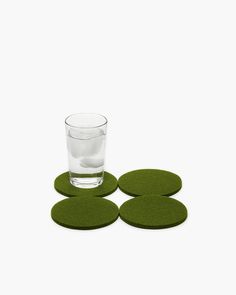 Bierfilzl Merino Wool Felt Round Coaster Solid 4 Pack | Graf Lantz Graf Lantz, Wool Felt Coasters, Wool Coasters, Modern Heritage, Loden Green, Felt Coasters, Lint Roller, Conscious Consumer, Minimalist Kitchen