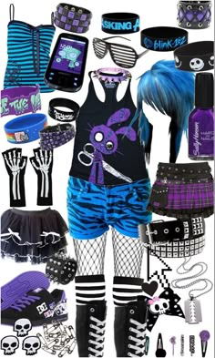 Pastel Scene Outfits, Blue Scene Outfits, Scene Summer Outfits, Scenecore Aesthetic Outfit, Scene Core Outfit, Pastel Goth Outfits Aesthetic, Scenecore Fashion, Scene Outfit Ideas