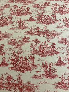 red and white toiler print on fabric