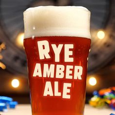 a pint of rye amber ale on a table