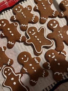 several decorated ginger cookies on a table