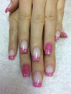 French Tip Dip Nails With Design, Hot Pink Valentine Nails Short, Popular Dip Nails, Powder Dipped Nails Designs, Painted Nail Tips, Upside Down French Nails, Sns Dip Nails, 2000s Nails, Dip Ideas