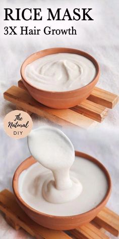 Rice Water Hair Mask, Diy Rice Water, Hair Growth Mask Diy, Rice Mask, Natural Hair Growth Remedies, Hair Mask Recipe, Water Hair, Best Hair Mask, Coconut Oil Hair Mask