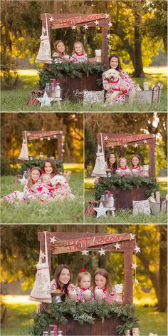 the family is posing for their christmas photos