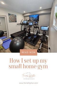 a home gym with treadmills, exercise balls and other equipment in the room