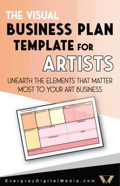 the visual business plan template for artists is shown in black and white with an orange background