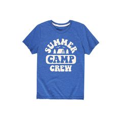 He'll love the look of this boys' Summer Camp Crew graphic tee. He'll love the look of this boys' Summer Camp Crew graphic tee. FEATURES Crewneck Short sleevesFABRIC & CARE Solid colors: cotton; Heather colors: cotton, polyester Machine wash Imported Size: Medium. Color: Med Blue. Gender: male. Age Group: kids. Summer Camp Boys, Camping Tee, Boys Summer, Camping With Kids, Summer Boy, Go Camping, Summer Camp, Solid Colors, Graphic Tee