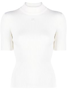 white ribbed knit funnel neck short sleeves White Turtleneck Short Sleeve, White Ribbed Shirt, Roll Neck Top, Ribbed Turtleneck Sweater, Knitted Tops, Ribbed Knit Top, Ribbed Turtleneck, Carrie Bradshaw, Ribbed Knit Sweater