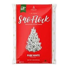 a bag of white snow flakes on a white background with the words sno - flock