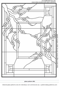 a stained glass window with trees and flowers on it, in black and white colors