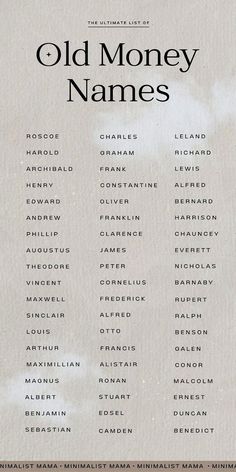 an old money names poster with clouds in the background