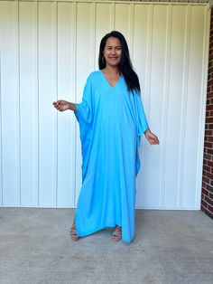 MALA handworks  Mala Kaftan in Light Blue Blue Tunic With Kimono Sleeves For Vacation, Blue Relaxed Fit Maxi Dress For Beach, Blue Relaxed Fit Kaftan For Beachwear, Blue Casual Kaftan For Loungewear, Blue Relaxed Fit Kaftan For Summer, Turquoise Long Sleeve Maxi Dress For Beach, Blue Kaftan With Kimono Sleeves In Free Size, Blue Kaftan With Kimono Sleeves For Vacation, Blue Kaftan With Kimono Sleeves Free Size