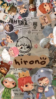 a collage of various cartoon characters with the word irono on it's side