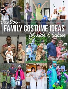 a collage of family costume ideas for kids and babies