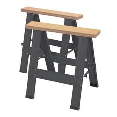 41577_W3_-1855641074.jpg Worktable Ideas, Sawhorse Table, Saw Horse Diy, Decor Table Ideas, Folding Sawhorse, Secret Basement, Booth Seat, Saw Horses, Garage Solutions