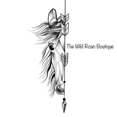 a drawing of a horse with feathers and arrows on it's head, standing next to a pole