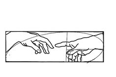 hands touching each other in front of the creation of jesus's hand coloring page