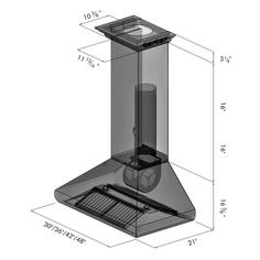 an image of a glass stove top with the hood up and side view showing it's measurements