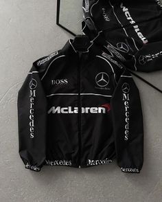 F1 Jacket, F1 Mercedes, Vintage Racing Jacket, Racer Jackets, Pinterest Wardrobe, Racing Jackets, Team Jackets, Concept Clothing, Guys Clothing Styles