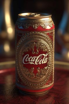 a can of coca cola sitting on top of a table