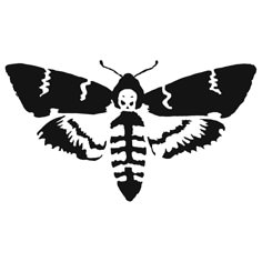 a black and white drawing of a moth