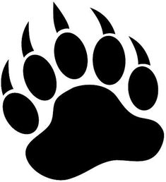 an animal's paw is shown in this black and white silhouette on a white background