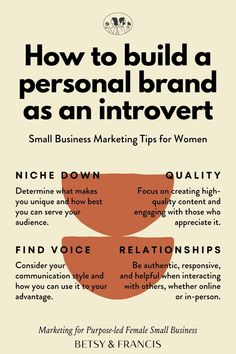 Building a personal brand as an introvert can feel overwhelming, but it's still possible to establish a strong online presence and make connections with others. Here are some tips: How To Build Connections, Build A Personal Brand, Personal Branding Tips, Creating A Personal Brand, How To Build A Brand, Small Biz Ideas, Personal Brand Instagram, Personal Branding Strategy, Business Connections