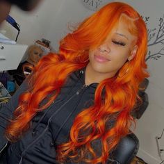 Sew In Deep Wave, Ginger Orange Hair, Orange Lace Front Wig, Ginger Color, Hair Color Orange, Human Virgin Hair, Colored Wigs, Body Wave Hair, Wave Hair