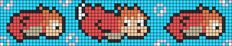 a cross stitch pattern with two red boxing gloves on blue and white squares in the background