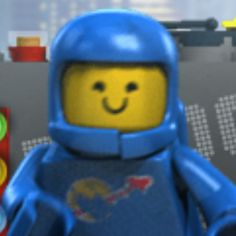 a lego man wearing a blue space suit