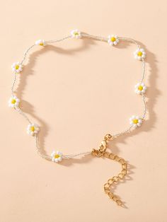 Color: White Gender: Women Material: Metallic Quantity: 1 piece Style: Fashionable Details: Flowers Type: Chokers IN Length 14.2-16.9 This data was obtained from manually measuring the product, it may be off by 1-2 CM. Kalung Manik-manik, Homemade Necklaces, Beaded Jewelry Bracelets, Gelang Manik-manik, Beads Craft Jewelry, Beaded Necklace Diy, Gelang Manik, Jewelry Making Necklace, Handmade Jewelry Necklace