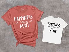 Matching Aunt And Nephew Niece Shirt, Gift For New Aunt, Happy Aunt Shirt, Matching Auntie And Me Gifts, Aunt And Baby Outfit, Aunt To Be Gift 🎈HOW TO ORDER 1-) Please, check and review all the photos. 2-) Choose your t-shirt size and color. *Different styles of shirts may have different shades of same color choice due to different manufacturer brands. *For this reason, we recommend you to match shirts from the same styles if you want precisely matching colors (ex. Unisex, V-necks, Toddler, etc Aunt Things, Aunt And Nephew, Auntie Baby Clothes, Aunt Baby Clothes, Aunt Baby, Aunt To Be, Auntie Era, Auntie Baby, Aunt Shirt