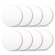 six white round coasters on a white background with the same size as each one