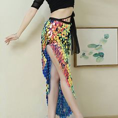 Sparkly Beaded Sequin Half Skirt Sexy Side Slit High Waist Belly Dance Mermaid Hip Scarf Lace Up Lace Up Skirts, Hip Scarf, Hip Scarves, Split Skirt, Half Skirt, Fashion Elegant, Side Split, Belly Dance, Elegant Fashion