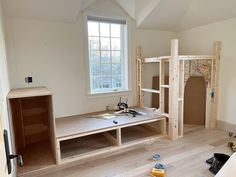 the room is being built and ready to be used as a playroom for children