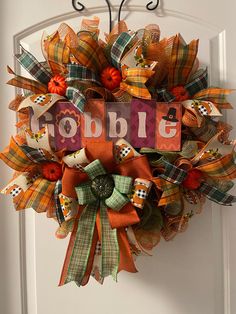 a wreath with the word gobble on it