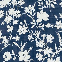 a blue and white floral pattern on fabric