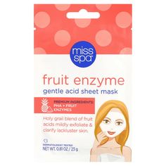 The Miss Spa Fruit Enzyme Facial Sheet Mask contains a holy grail blend of fruit acids that mildly exfoliate and clarify lackluster skin. This works great for individuals with dull skin. This mask gently helps resurface new skin with sensitive skin-friendly polyhydroxy acids (PHA) and fruit enzymes. It contains enzymes from different fruits like watermelon, pineapple, kiwi and other superfruits to gently and effectively slough away dead cells, giving your skin a more even-toned and smooth appear Detox Facial, Coconut Oil Skin Care, Facial Sheet Mask, Coconut Oil For Skin, Nails At Home, Sheet Mask, New Skin, Dull Skin, Clean Skin