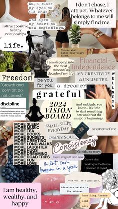 a collage of different types of words and pictures