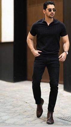 Black Outfit Men, Polo Shirt Outfits, Formal Men Outfit, Mens Business, Mens Casual Outfits Summer, Classy Outfits Men, Men Fashion Casual Shirts