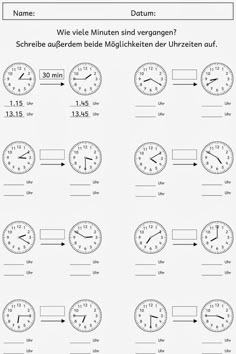 the worksheet for telling time in german