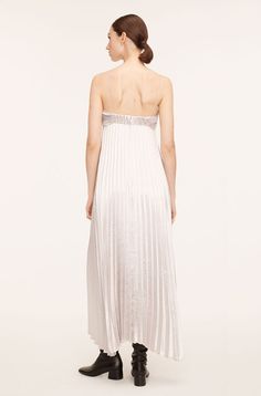 Guarantee you'll be the best-dressed guest: a head-turning spaghetti-strap dress in striking, radiant pleated lamé. Elegant Metallic Summer Maxi Dress, Dress Home, Silver Dress, Rebecca Taylor, Strap Dress, Spaghetti Strap Dresses, Pleated Dress, First Order, Nice Dresses