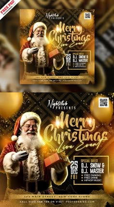 two christmas flyer templates with santa claus