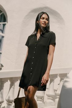 Ronnie Dress in Black · Whimsy & Row ~ Sustainable Clothing & Lifestyle Brand Lemon Clothing, Clare V., Summer Linen, Button Up Dress, Inspired Dress, Sustainable Clothing, Black Button, British Indian, Lifestyle Brand