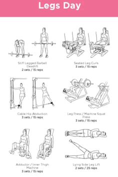 an exercise poster with the instructions for leg day