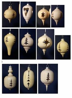 twelve christmas ornaments with different designs on them