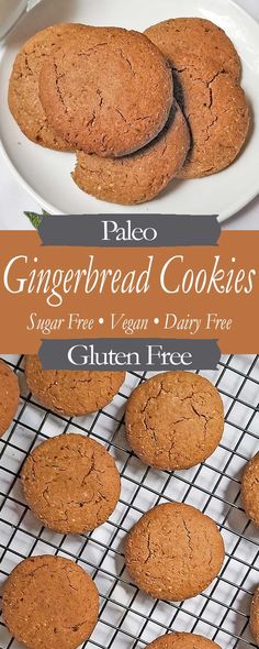 gingerbread cookies on a cooling rack with the title text overlay reads palen free, gluten free